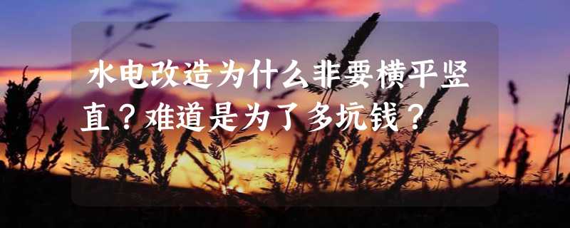 水电改造为什么非要横平竖直？难道是为了多坑钱？