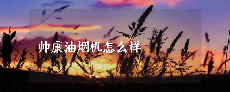 帅康油烟机怎么样