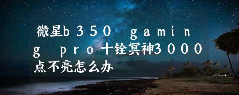 微星b350 gaming pro十铨冥神3000点不亮怎么办