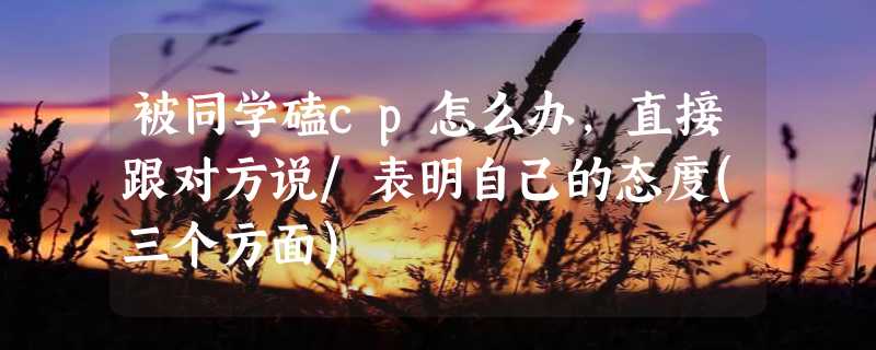 被同学磕cp怎么办，直接跟对方说/表明自己的态度(三个方面)