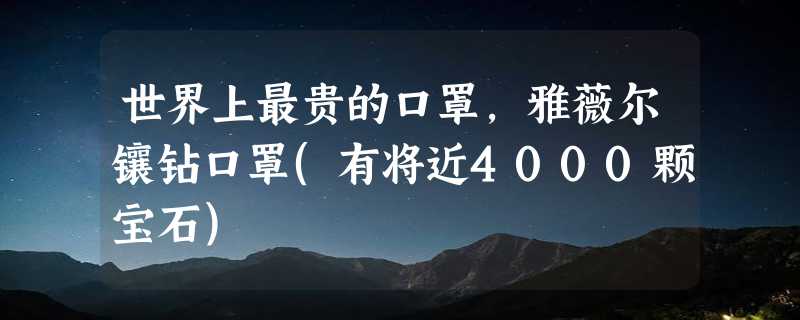 世界上最贵的口罩，雅薇尔镶钻口罩(有将近4000颗宝石)