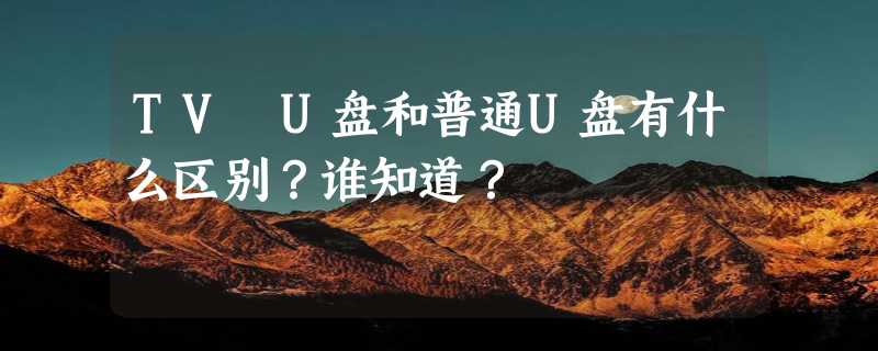 TV U盘和普通U盘有什么区别？谁知道？