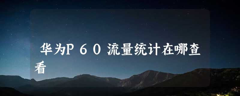 华为P60流量统计在哪查看