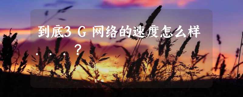 到底3G网络的速度怎么样...?