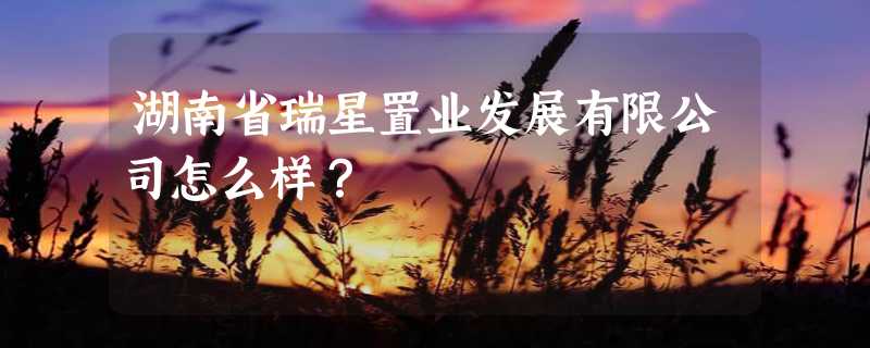 湖南省瑞星置业发展有限公司怎么样？