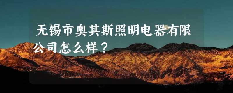 无锡市奥其斯照明电器有限公司怎么样？