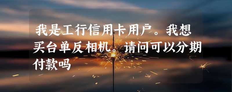 我是工行信用卡用户。我想买台单反相机。请问可以分期付款吗