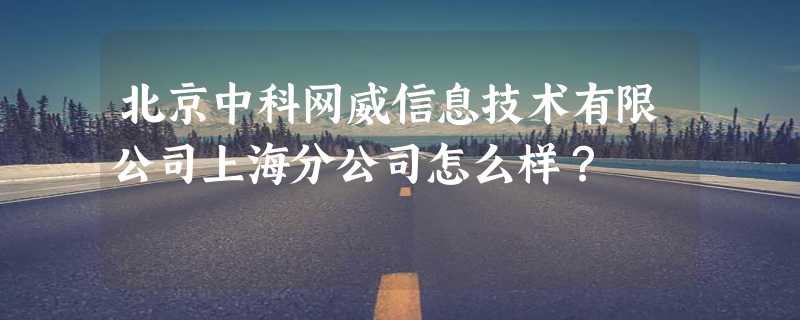 北京中科网威信息技术有限公司上海分公司怎么样？