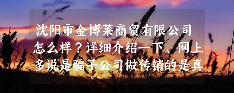 沈阳市金博莱商贸有限公司怎么样？详细介绍一下、网上多说是骗子公司做传销的是真的吗？