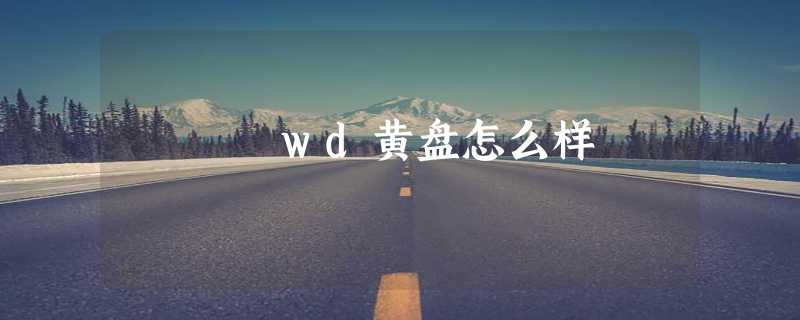 wd黄盘怎么样