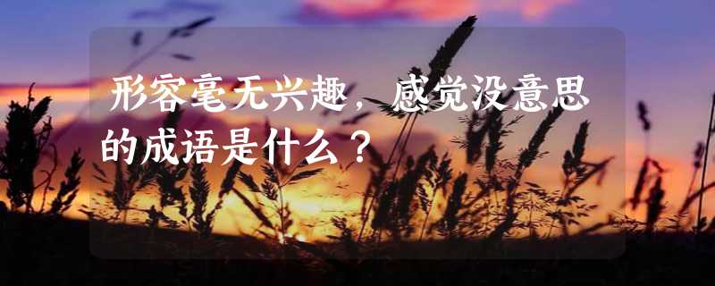 形容毫无兴趣，感觉没意思的成语是什么？