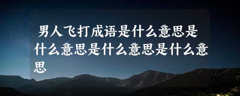 男人飞打成语是什么意思是什么意思是什么意思是什么意思