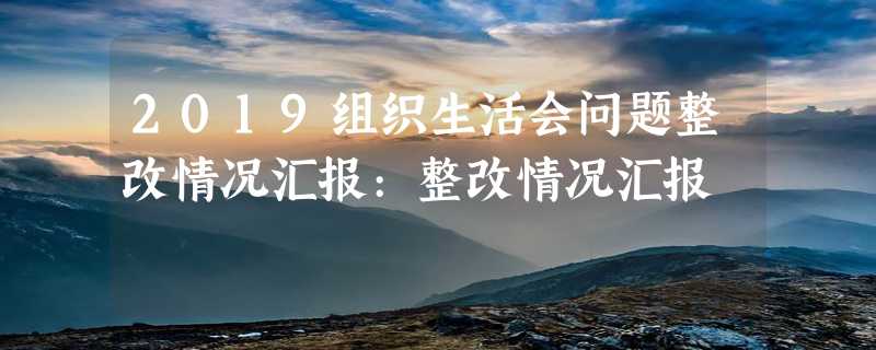 2019组织生活会问题整改情况汇报:整改情况汇报