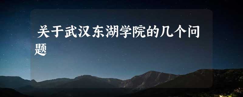 关于武汉东湖学院的几个问题