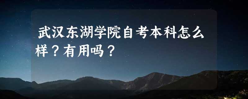 武汉东湖学院自考本科怎么样？有用吗？