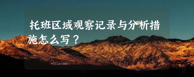 托班区域观察记录与分析措施怎么写？