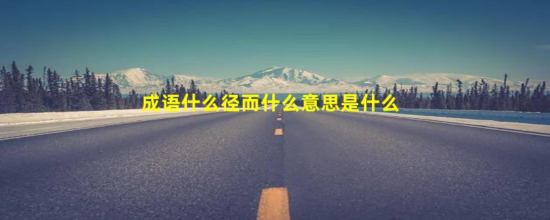 成语什么径而什么意思是什么