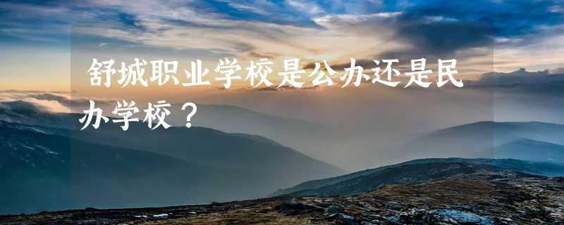 舒城职业学校是公办还是民办学校？