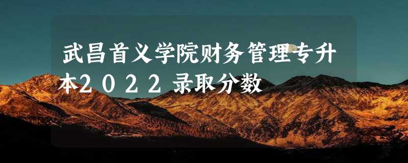 武昌首义学院财务管理专升本2022录取分数