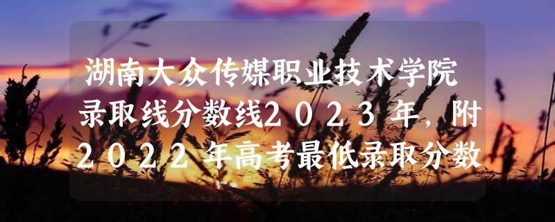 湖南大众传媒职业技术学院录取线分数线2023年,附2022年高考最低录取分数线参考