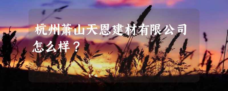 杭州萧山天恩建材有限公司怎么样？