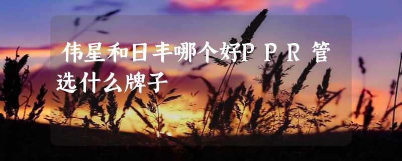 伟星和日丰哪个好PPR管选什么牌子