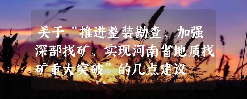 关于“推进整装勘查、加强深部找矿、实现河南省地质找矿重大突破”的几点建议