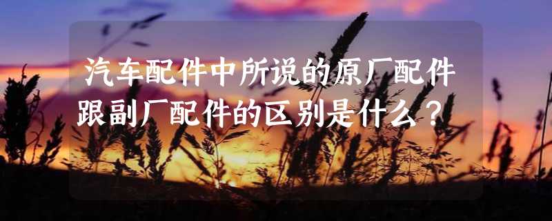 汽车配件中所说的原厂配件跟副厂配件的区别是什么？