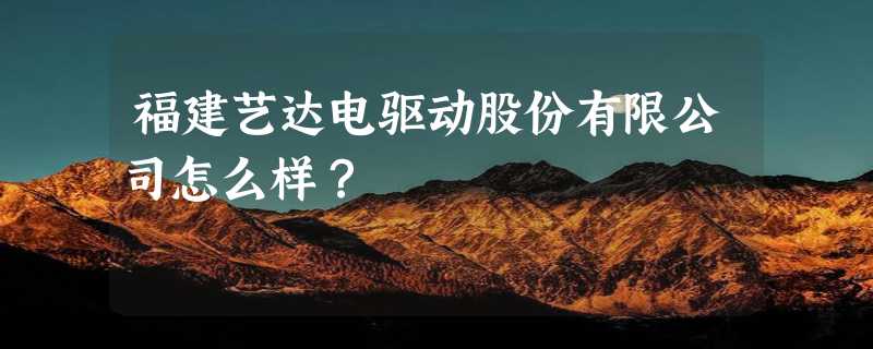 福建艺达电驱动股份有限公司怎么样？