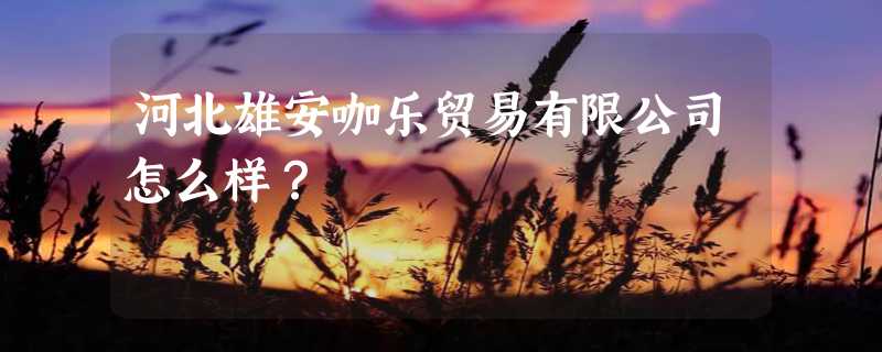 河北雄安咖乐贸易有限公司怎么样？