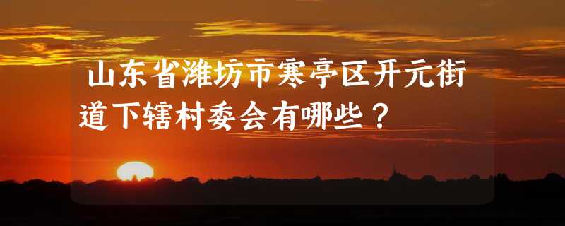 山东省潍坊市寒亭区开元街道下辖村委会有哪些？