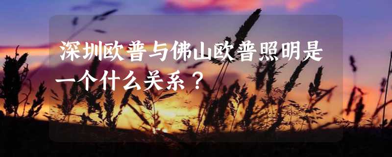 深圳欧普与佛山欧普照明是一个什么关系？